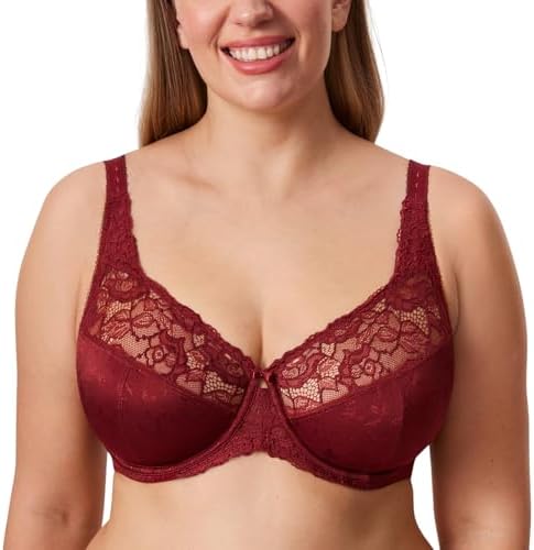 Minimizer Full Coverage Lace Bras, Ancora Red